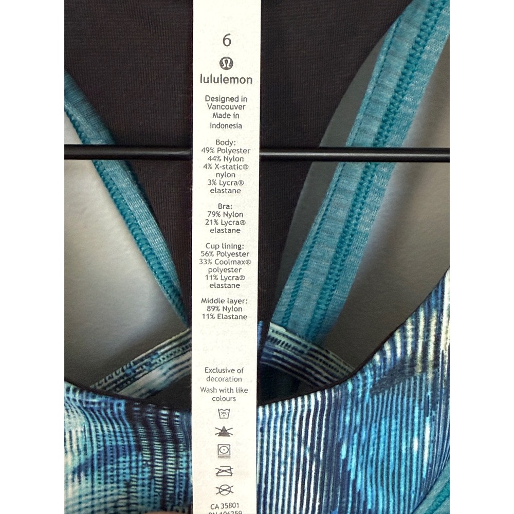 NWT Lululemon Twist & Toil Tank Sports Bra Heathered Teal Blue 1 Yoga Top Size 6 - Picture 6 of 11